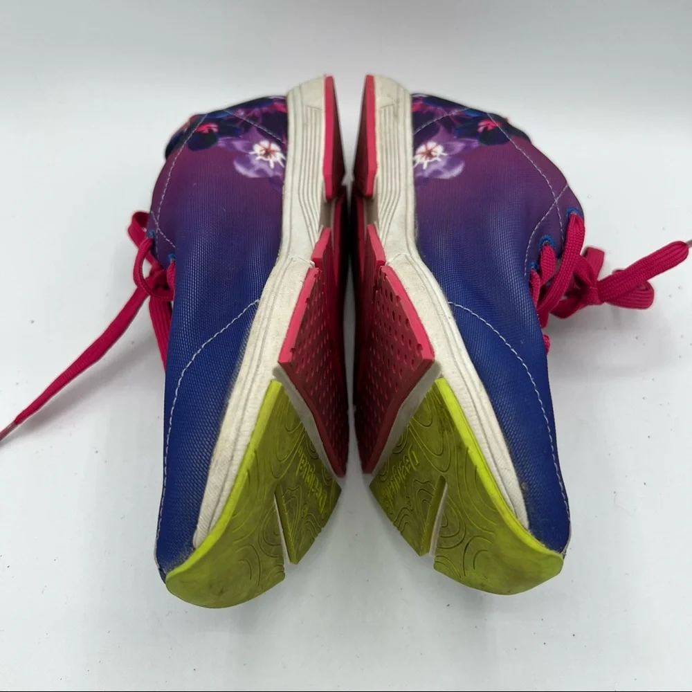 Desigual Floral Sneakers Women's‎ Sz 6.5 US 37 EUR Blue Purple Pink EUC